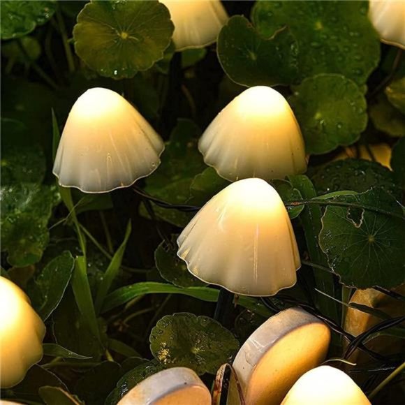 Outdoor Solar Garden Light,Set of 12Mini Solar Mushroom Light Outdoor Waterproof - Picture 2 of 6